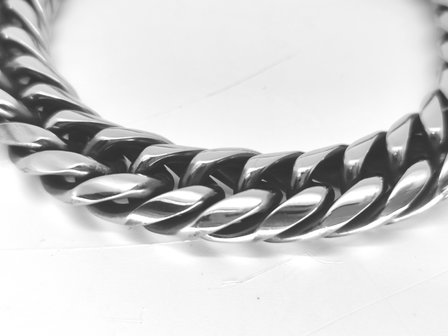 Armband, grobes rundes ovales glied, Karabinerverschluss, Edelstahl