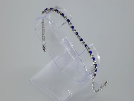 Armband, 2,4mm kubische Glieder, weiss &amp; blau kristalglass, Edelstahl
