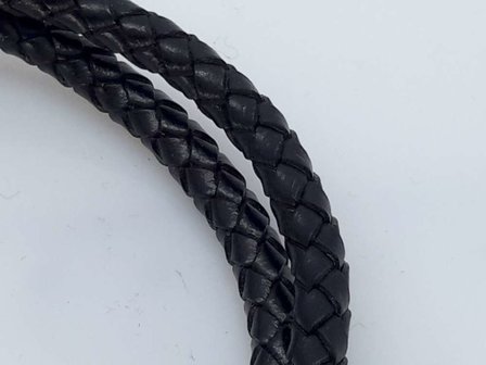 Leren-Armband zwart, 3 riem, rvs olifantenkop anker, haaksluiting