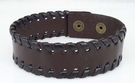 Halb breite Lederarmband, glatt, Seite Geflecht, schwarz oder braun