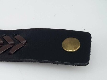 Halb breite Lederarmband, glatt, V-Geflecht, schwarz, je 3