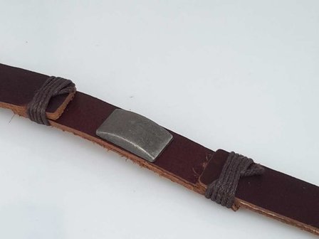 Lederarmband, metalplatte, braun