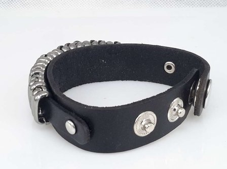 Leren armband, glad, ringen om band, zwart of bruin