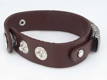 Leren armband, glad, ringen om band, zwart of bruin