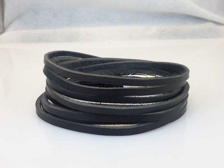 Leren 3 wrap Armband, 3 baan glad, bruin of zwart