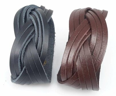 Lederband, 3 streifen geflochten, braun oder schwarz