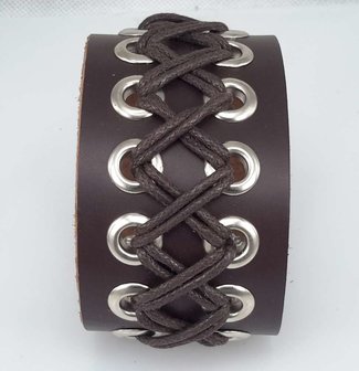 Breites Lederband, geschn&uuml;rt, braun oder schwarz