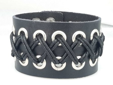 Breites Lederband, geschn&uuml;rt, braun oder schwarz