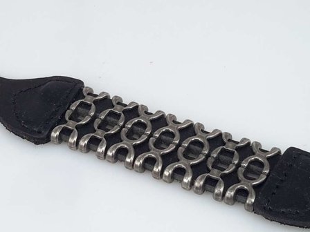 Lederarmband, zweireihig X, Schnalle, schwarz