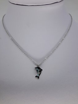 Gliederkette, Dolphin, schwarz blau weiss strass,, Edelstahl