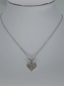 schakelketting, hart, strass, edelstaal