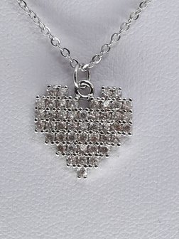 schakelketting, hart, strass, edelstaal