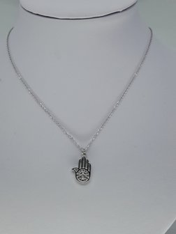 Schakelketting, hamsa hand, strass, edelstaal