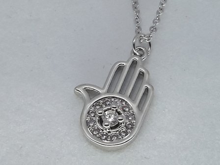 Schakelketting, hamsa hand, strass, edelstaal