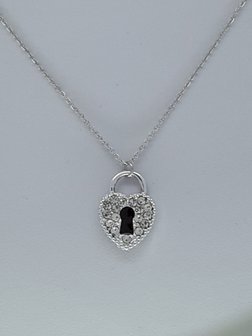 schakelketting, hartenslot, strass, edelstaal