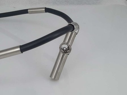 Rond leren ketting, edelstaal tube kruis