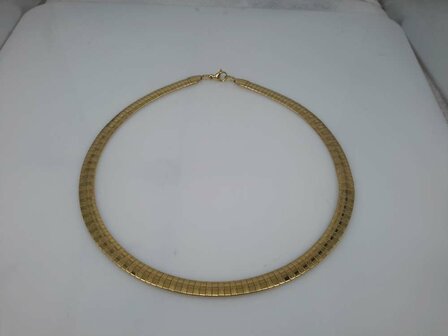 Edelstaal Omega Choker ketting, glad / hamerslag, goudkl