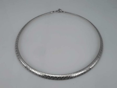 Edelstaal Omega Choker Ketting, /\/\/\ hamerslag