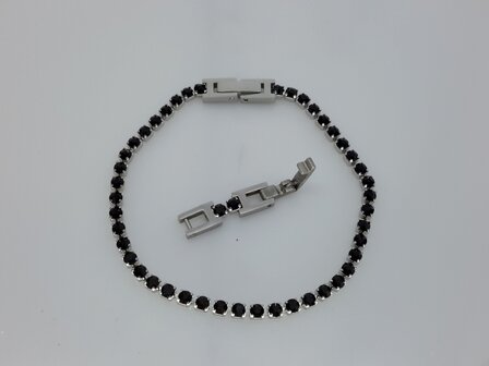 Armband, 3mm kubische Glieder, schwarz Zikonia, doppelte schnappverschluss, Edelstahl