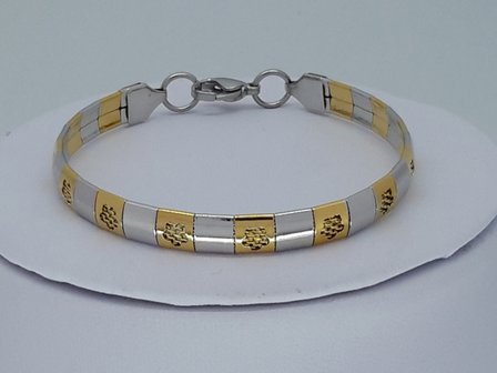 Omega kette &amp; armband, duocolor, Bl&uuml;mchen, edelstahlset