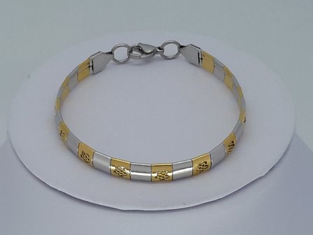 Omega kette &amp; armband, duocolor, Bl&uuml;mchen, edelstahlset