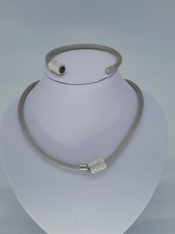 ketting &amp; armband, mesh, edelstaalset