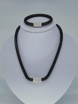 kette &amp; armband schwarz, mesh, edelstahlset