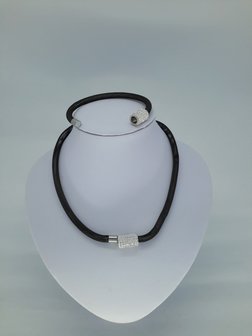 kette &amp; armband schwarz, mesh, edelstahlset