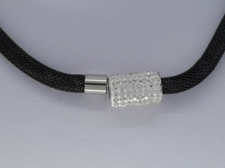 kette &amp; armband schwarz, mesh, edelstahlset