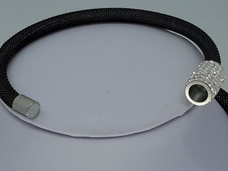 ketting &amp; armband zwart, mesh, edelstaalset