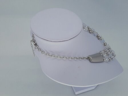 kette &amp; armband, kristallblock, kugel, edelstahlset