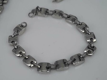 Edelstahl K&ouml;nigs Armband &amp; kette, quadratische knopf, ovale ring