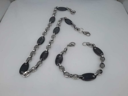 Edelstahl K&ouml;nigs Armband &amp; kette, kaffeebohnen, lange schwarze bohne