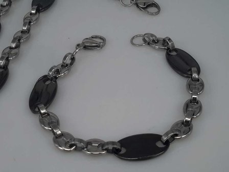 Edelstahl K&ouml;nigs Armband &amp; kette, kaffeebohnen, lange schwarze bohne