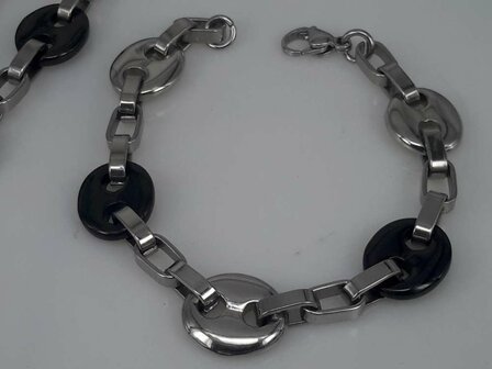 Edelstaal Konings- Armband &amp; Ketting, koffieboon, ring, zwarte boon