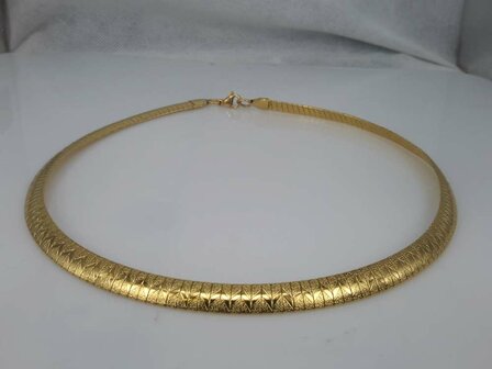 Edelstahl Omega Choker Kette, \/\/\/\/ Hammerschlag, goldf.