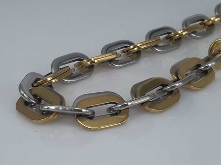Edelstahl Kette, oval flache ring, gold &amp; edelstahlf