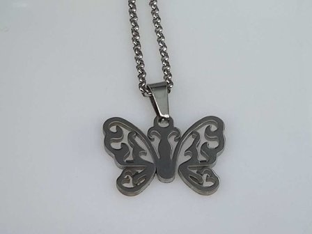 Edelstaal hanger. vlinder.