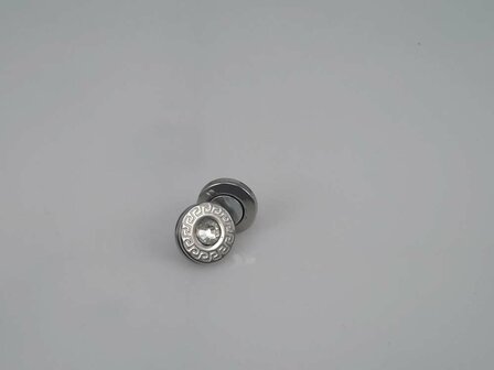 Edelstahl-Ohr-Magnet, 12 mm rund, Kristallglas, Motiv