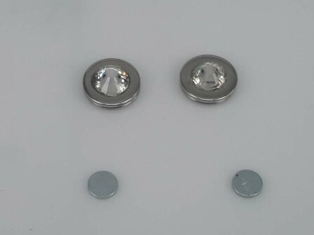 Edelstahl-Ohr-Magnet, 14 mm rund, Kristallglas