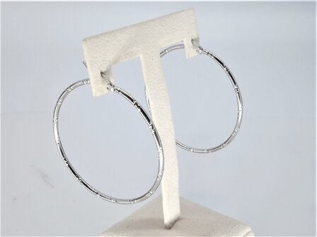 Oorsteker, ring met bamboe motief &Oslash; 45 mm, edelstaal