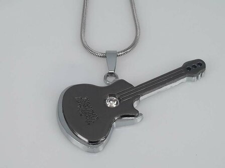 Edelstaal hanger, grote Gitaar, strass