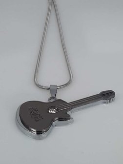 Edelstahl Anh&auml;nger, grosse Gitarre, strass