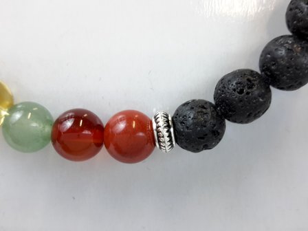 Armband Lavasteen met Chakra Edelstenen 22 kralen