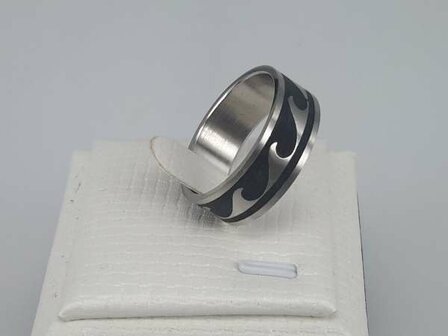 Edelstahl Ringe breit, wellen, box 36st