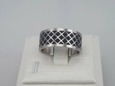 Edelstahl Ringe breit, schwarze diamand, box 36st