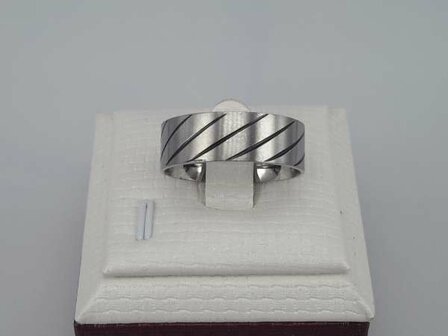 Edelstahl Ringe breit, zebra streifen, box 36st