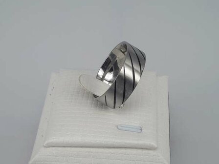 Edelstahl Ringe breit, zebra streifen, box 36st