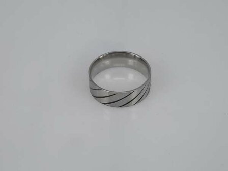 Edelstahl Ringe breit, zebra streifen, box 36st