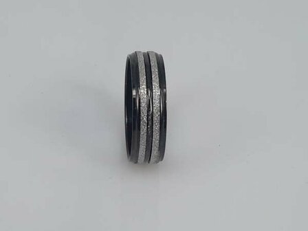  Schwarz Edelstahl Ringe, 2 silberf. bahne, box 36st